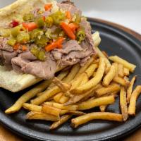Italian Sandwich Combo · Italian beef and sausage. Add a topping for an additional charge.