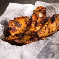 Grilled Wings · 10 spicy wings. Comes with celery and bleu cheese dressing. 