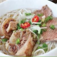 Beef Rice Noodle Soup Bowl (Pho) · Beef broth with choice of 2 meats. Choices: eye round steak, brisket, tripe, beef balls or t...