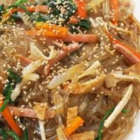 Jap Chae Noodles · Glass noodles and seasonal vegetables.