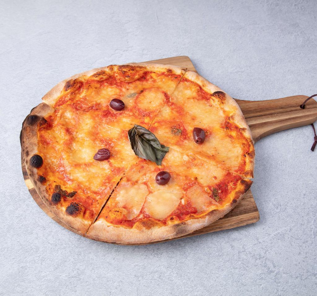 Pizza Margherita · Mozzarella and pomodoro sauce.