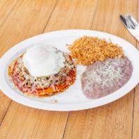 Enchiladas Don Pepe's · 2 stacked enchiladas filled with choice of meat and salsa and topped with an over-easy egg. ...