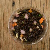 Black Lentil Salad · Roasted carrots, pickled onions, fennel and red wine vinaigrette. Gluten-free. Vegetarian. 