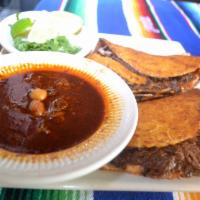 3 Birria Tacos with Consome · 3 Tacos de Birria con consome