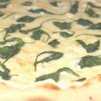 White Pizza · Fresh spinach, ricotta and mozzarella cheese.