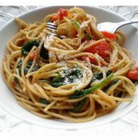 Pasta di Spinacca · Spinach, tomato, mushrooms, garlic, basil, red onion, white wine, and a touch of marinara sa...