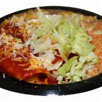 3. Two Cheese Enchiladas Combination Plate · Served with rice and beans.
