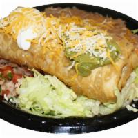 16. Chimichanga Combination Plate · Fish burrito. Served with rice and beans.