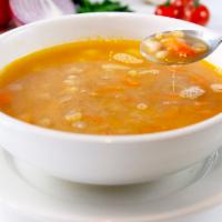 Pasta and Fagioli Soup · Made with cannellini beans, potatoes, carrots, onions, celery and ditalini pasta. Served wit...