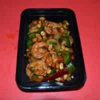 S2. Kung Pao Shrimp with Peanuts · Hot and spicy. Diced celery, peas, carrot, water chestnuts sauteed in our special canton exp...