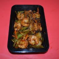 S4. Shrimp in Garlic Sauce · Hot and spicy. Carrots, dry mushroom, water chestnuts, bamboo shoots and celery sauteed in a...