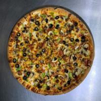 Works Pizza · Signature marinara, mozzarella cheese, pepperoni, sausage, onions, bell peppers, black olive...