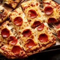 Classic Pepperoni (Brunch) · Sliced pepperoni, shredded mozzarella cheese, Parmesan, oregano, and robust tomato sauce.