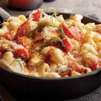 Lobster Mac ＆ Cheese (Brunch) · Creamy white cheddar mac and cheese topped with lobster claw meat, panko bread crumbs, Parme...