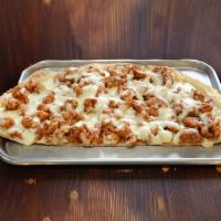 BBQ Chicken Pizza · Pie topped with mounds of BBQ chicken and mozzarella cheese.