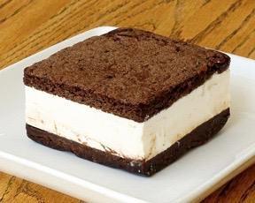 Brownie Ice Cream Sandwich · Vanilla ice cream sandwiched with house made brownie
