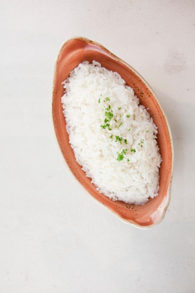 Jasmine rice · Steamed jasmine rice.