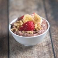 Peanut Butter Banzai Acai Bowl · Blended Acai berry with granola, bananas, strawberries, peanut butter and honey.