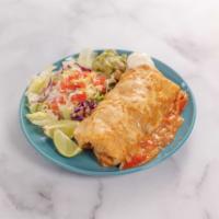 Laura's Burrito · Meat, rice and beans inside. Sauce, melted cheese with our favorite spanola sauce, sour crea...