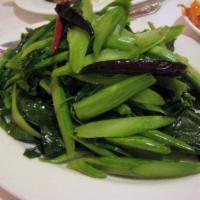 Sauteed Spicy Chinese Broccoli · Hot and spicy.