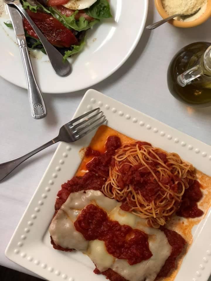2. Double Order of Chicken Parmigiana · Served with pasta.