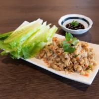 Lettuce Wrap · Sliced water chestnut, radish, green onions, mushrooms and carrots with side of lettuce and ...