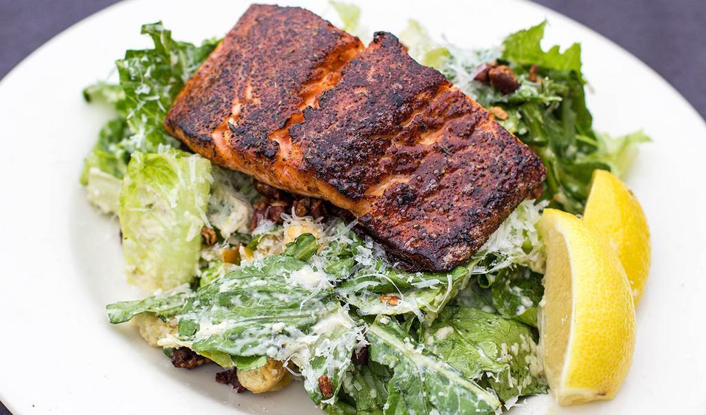 Blackened Steelhead Caesar with Cup of Chowder	 · Large Caesar salad with candied pecans.