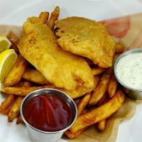 Fish n Chips Kodiak, Alaska	 · Tempura battered cod, tartar, beer battered fries.