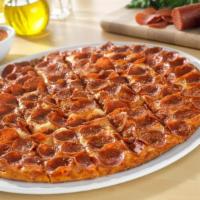 Pepperoni Pizza · Loaded edge to edge with our crispy, heritage pepperoni.