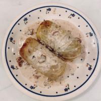 Golabki (Stuffed Cabbage) / Mushroom & Buckwheat · Cooked cabbage leaves wrapped around mushrooms & buckwheat coated in a sauce of your choice:...