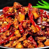 Dry Chili Chicken 成都辣子鸡 · Diced chicken stir-fried with dry chili peppers.