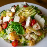 Chopped Salad · Romaine, roasted chicken, celery, fennel, tomato, avocado, Mama Lil's peppers, croutons, swe...