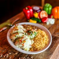 Pollo Poblano · Chicken breast served over sautéed sliced poblano peppers, mushrooms and queso asadero. Lace...