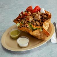 Chicken Taco Salad · With Choice Of Ranch , Italian , Blue Cheese , Caesar , Honey Mustard Dressings , Or Pace Pi...