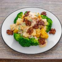 Walnut Shrimp · Battered Jumbo shrimp with Our Homemade Sauce with steamed Broccoli