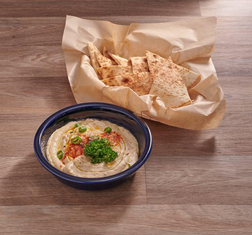 Vegan Baba Ghannouj · A traditional dip made of roasted eggplant, tahini and garlic. Served with fresh homemade pita bread.