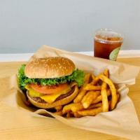 Beyond Burger Combo · Beyond burger, lettuce, tomato, pickles, vegan mayo, vegan cheese, choice of sauce (mango/sp...