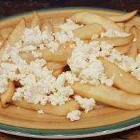 Greek Fries · French fries topped with feta cheese.