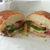 Hot Pastrami · All sandwiches served with mustard, mayonnaise, lettuce, tomatoes, and pickle red onions, un...