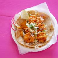 Camarones Taco · marinated shrimp ,soft corn tortilla ,cilantro slaw and chipotle mayo