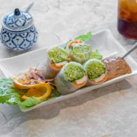 3. Fresh Garden Rolls · 2 pieces. Fresh lettuce, carrots, cilantro and sweet basil in a rice paper roll. Served with...