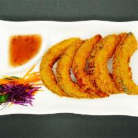 5. Pumpkin Tempura · 5 pieces. Fresh organic Asian pumpkin dipped in homemade tempura batter and breadcrumbs, the...