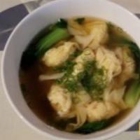 Classic Shrimp Wonton Noodle Soup · Soup that is made with shrimp wonton, broth, noodles, and vegetables. 