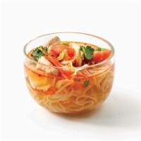 Mini Tom Yum Soup · Smaller portion of our spicy lemongrass chicken broth with rice noodles, vegetables.
(16oz s...