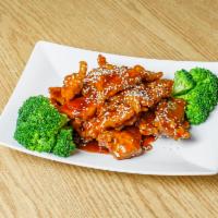 Sesame Chicken · Chicken breast lightly breaded with special sweet sauce and sesame.