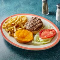 Cheese Burger · Served with french fries and covered with melted Swiss, American or Cheddar cheese.
