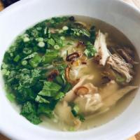 Chicken Pho · Rice noodles in a decadent choice of beef or veggie broth topped with slices of dark chicken...