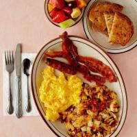 Lancer's Breakfast Special · 3 eggs, four bacon strips or 2 sausage links, hash browns, toast and jelly, coffee, and a sm...