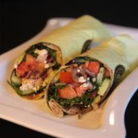 Greek Chicken Wrap · Mixed greens, chicken, Kalamata olives, tomato, cucumber, red onions and feta cheese, tossed...