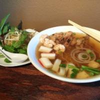 Egg Noodle Soup · Beef broth angel hair egg noodle soup with your choice of char-grilled pork, char-grilled ch...